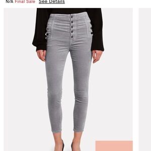 J Brand Women’s Natasha Hi-Rise Velvet Skinny Pants / Size 25 / Silverspoon Grey